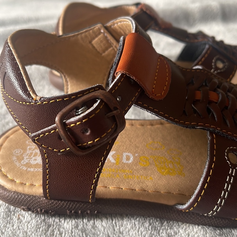 Toddler Sandal Huarache Boy Peke Kids 506 Brown Leather - Picture 6 of 7